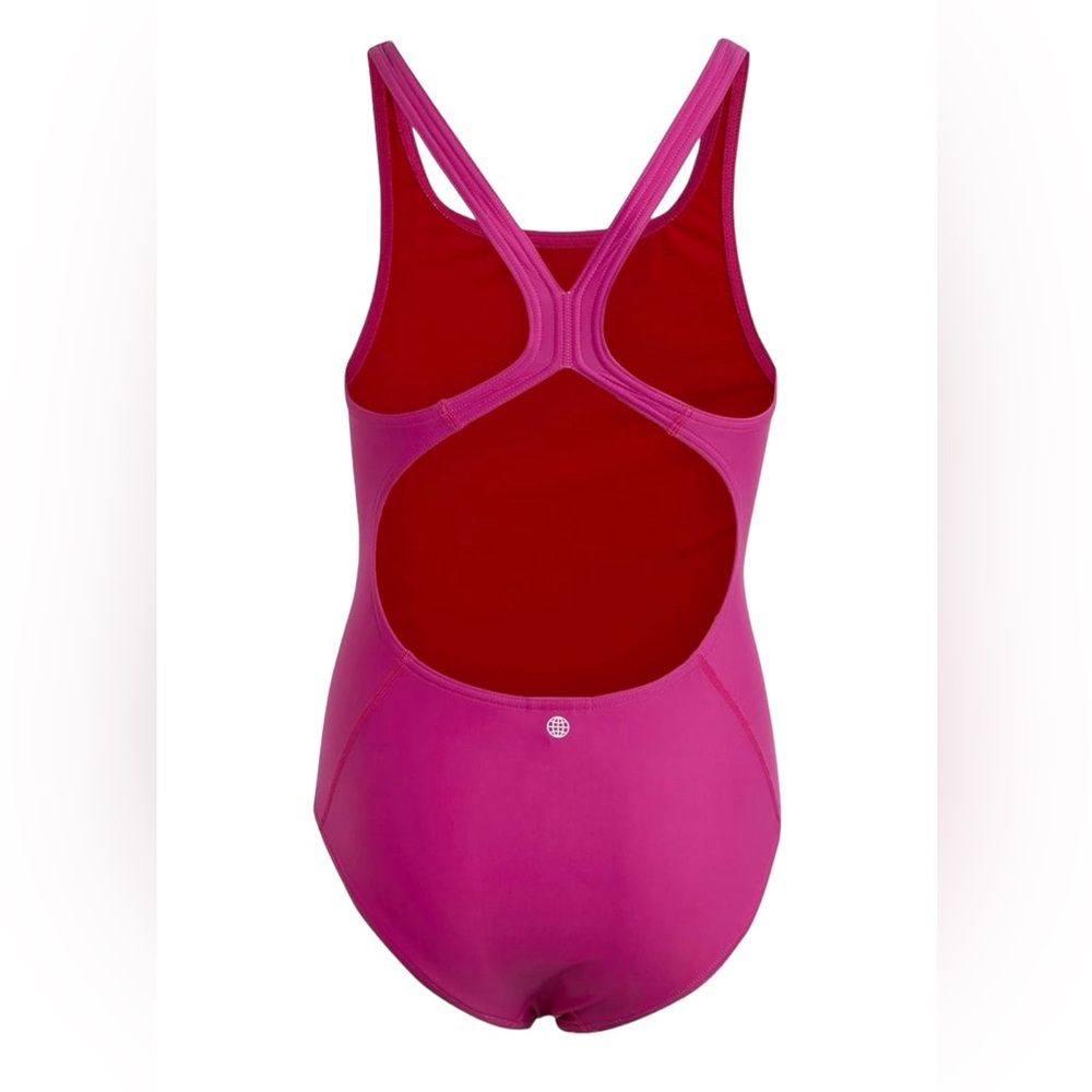 Adidas Girls Athletic Swimsuit Racerback One-piece Fuchsia/Scarlet Size XL - Picture 2 of 9